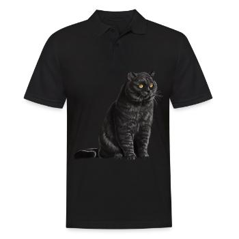 Chat sédentaire noir britannique à poil court - Polo Homme - noir - Devant - Kai (181cm)