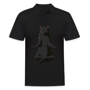 Drôle de yoga british shorthair cat - Polo Homme - noir - Devant - Kai (181cm)