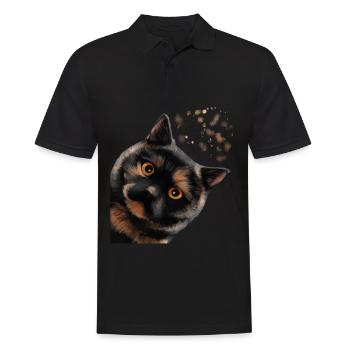 Curieux tortoise écaille british Shorthair Cat - Polo Homme - noir - Devant - Kai (181cm)