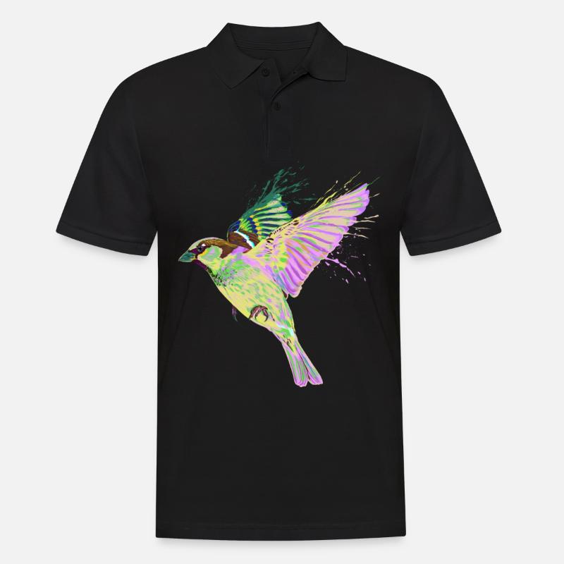 Flying House Sparrow Splash Oiseau Moineau - Polo Homme - noir