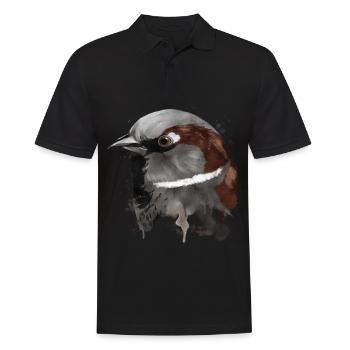 Moineau domestique Splash Moineau domestique Oiseau Moineau - Polo Homme - noir - Devant - Kai (181cm)