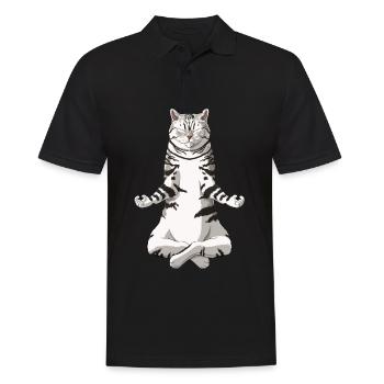 Drôle de Yoga Tabby British Shorthair Cat - Polo Homme - noir - Devant - Kai (181cm)