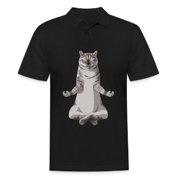 Drôle de yoga Smoke British Shorthair Cat - Polo Homme - noir - Devant - Kai (181cm)