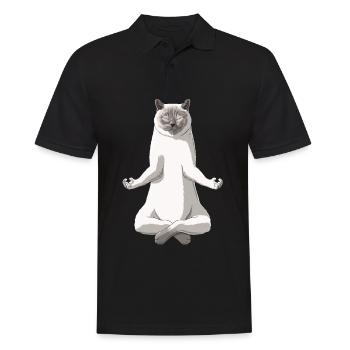 Funny Yoga Colourpoint British Shorthair Cat - Men's Polo Shirt - black - Front - Kai (181cm)