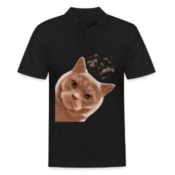 Drôle de crème curieuse British Shorthair Cat - Polo Homme - noir - Devant - Kai (181cm)