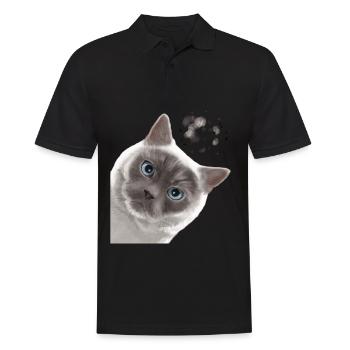 Curieux Colourpoint British Shorthair Cat - Polo Homme - noir - Devant - Kai (181cm)