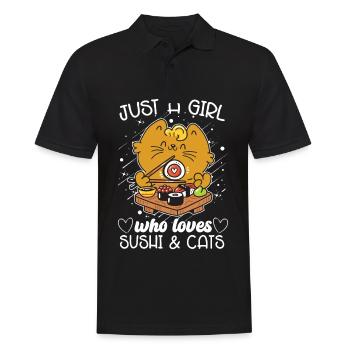 Juste une fille qui aime les sushis et les chats - Polo Homme - noir - Devant - Kai (181cm)
