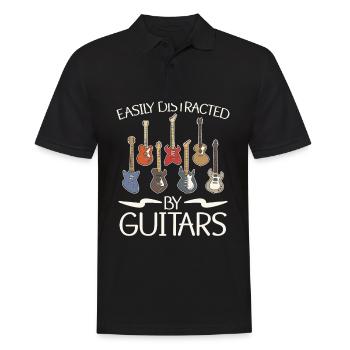 Easily Distracted by Guitars Guitar Lovers - Men's Polo Shirt - black - Front - Kai (181cm)