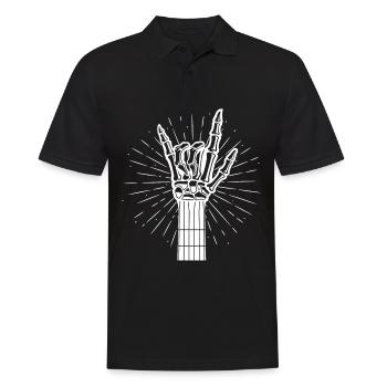 Rock-sign-guitar-head-skeleton-hand-guitarist - Men's Polo Shirt - black - Front - Kai (181cm)