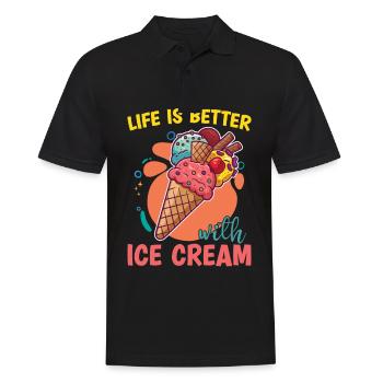 Das Leben Ist Besser Mit Ice Cream Gelato Lover - Männer Poloshirt - Schwarz - Vorne - Kai (181cm)