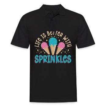 Life Is Better With Sprinkles Ice Cream Lover - Men's Polo Shirt - black - Front - Kai (181cm)