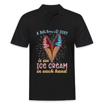 Une alimentation équilibrée est une crème glacée dans les deux mains - Polo Homme - noir - Devant - Kai (181cm)