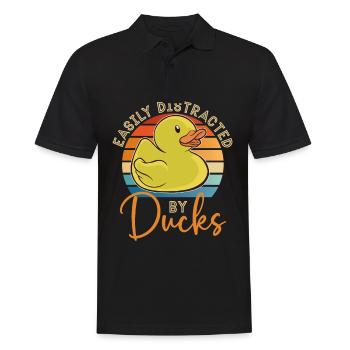 Easily Distracted By Ducks Duck Lover Ducks Farm - Men's Polo Shirt - black - Front - Kai (181cm)