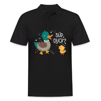 Super Ente? - Männer Poloshirt - Schwarz - Vorne - Kai (181cm)