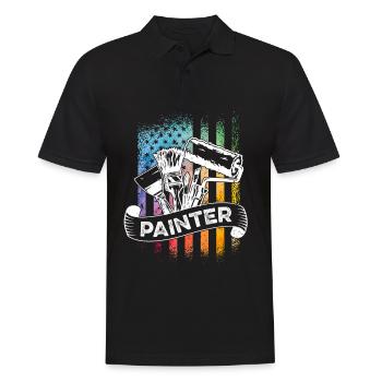 Painter Job Vintage Amerika Arbeiter - Männer Poloshirt - Schwarz - Vorne - Kai (181cm)