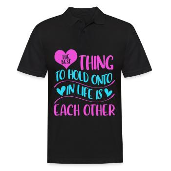 Valentins Tag Beziehung Liebes Spruch - Männer Poloshirt - Schwarz - Vorne - Kai (181cm)