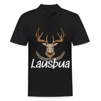 Lausbua Hirsch Lederhosen - Männer Poloshirt - Schwarz - Vorne - Kai (181cm)