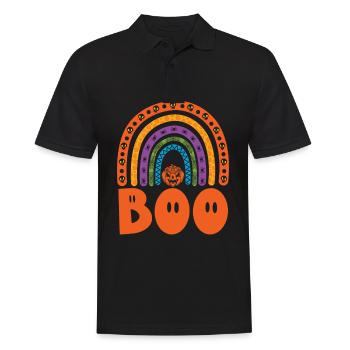 Boo Colorful Rainbow Pumpkin Halloween Costume - Men's Polo Shirt - black - Front - Kai (181cm)