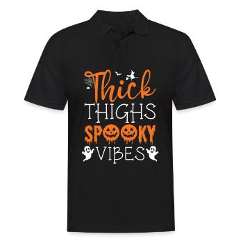 Dicke Oberschenkel Spooky Vibes Halloween-kostüm - Männer Poloshirt - Schwarz - Vorne - Kai (181cm)