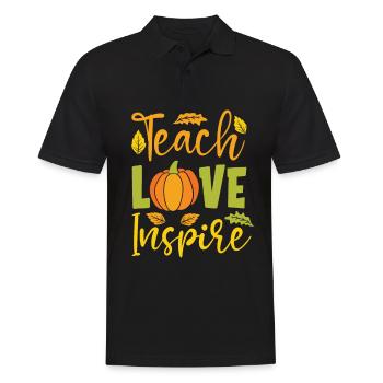 Teach Love Inspire Thanksgiving Teacher Educator - Männer Poloshirt - Schwarz - Vorne - Kai (181cm)