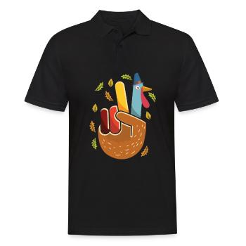 Peace Turkey Thanksgiving Fall Season Pumpkin - Polo Homme - noir - Devant - Kai (181cm)