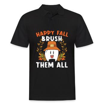 Joyeux automne brosse Thanksgiving dentiste dentaire - Polo Homme - noir - Devant - Kai (181cm)