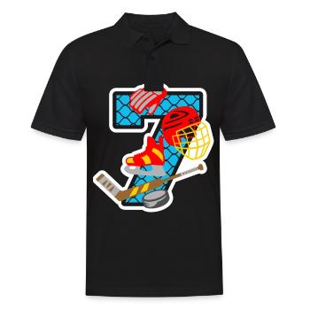 Eishockey 7. Geburtstagsparty Nummer 7 - 7 Jahre - Männer Poloshirt - Schwarz - Vorne - Kai (181cm)
