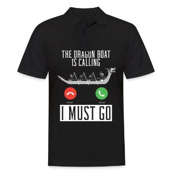 Das Drachenboot Ruft, Ich Muss Paddler Gehen - Männer Poloshirt - Schwarz - Vorne - Kai (181cm)