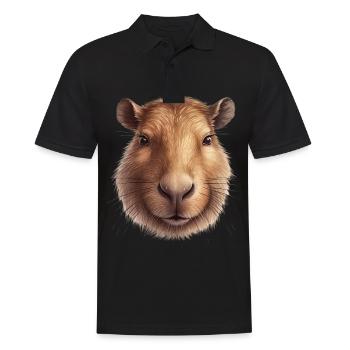 Capybara Wasserschwein retro Nagetier Tier lustig - Männer Poloshirt - Schwarz - Vorne - Kai (181cm)