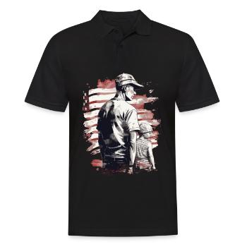 Jour des anciens combattants Papa Grand-père Anciens combattants - Polo Homme - noir - Devant - Kai (181cm)