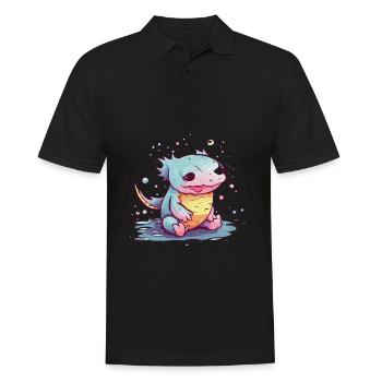 Süßer Anime -Stil Axolotl Kawaii - Männer Poloshirt - Schwarz - Vorne - Kai (181cm)