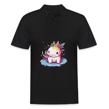 Süßer Anime -Stil Axolotl Kawaii - Männer Poloshirt - Schwarz - Vorne - Kai (181cm)