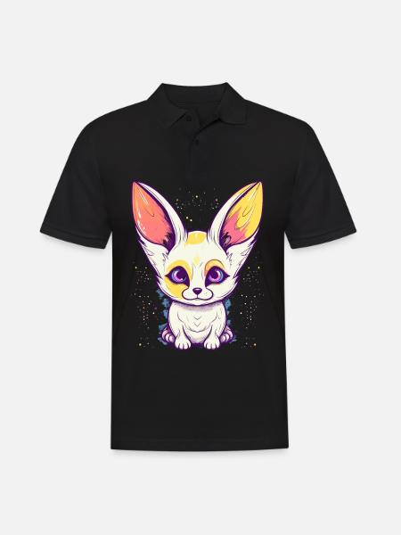 Cute Anime Style Fox Kawaii - Men's Polo Shirt - black