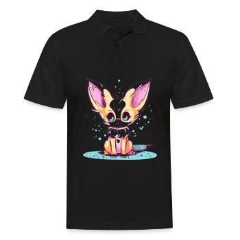 Cute Anime Style Fox Kawaii - Men's Polo Shirt - black - Front - Kai (181cm)