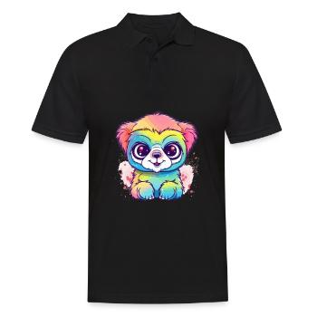 Süßer Anime -Stil Gibbon Kawaii - Männer Poloshirt - Schwarz - Vorne - Kai (181cm)
