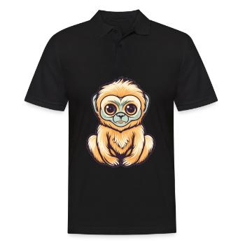 Süßer Anime -Stil Gibbon Kawaii - Männer Poloshirt - Schwarz - Vorne - Kai (181cm)