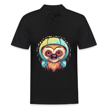 Süßer Anime -Stil Gibbon Kawaii - Männer Poloshirt - Schwarz - Vorne - Kai (181cm)