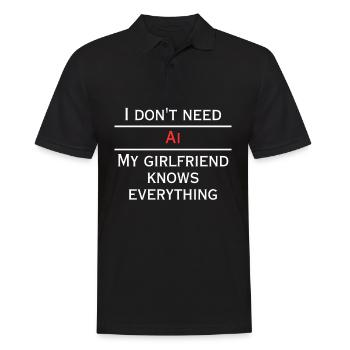 Brauch kein Ai, sie weiß alles - Männer Poloshirt - Schwarz - Vorne - Kai (181cm)