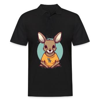 Süßer Anime -Stil Kangaroo Kawaii - Männer Poloshirt - Schwarz - Vorne - Kai (181cm)