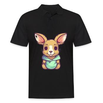 Süßer Anime -Stil Kangaroo Kawaii - Männer Poloshirt - Schwarz - Vorne - Kai (181cm)