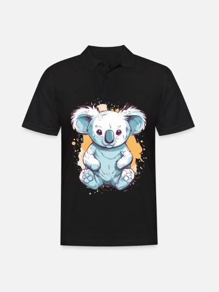 Cute Anime Style Koala Kawaii - Men's Polo Shirt - black