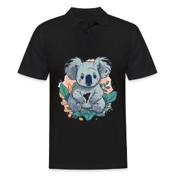 Süßer Anime -Stil Koala Kawaii - Männer Poloshirt - Schwarz - Vorne - Kai (181cm)