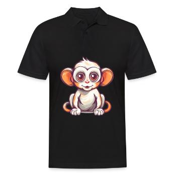 Süßer Anime -Stil Macaque Kawaii - Männer Poloshirt - Schwarz - Vorne - Kai (181cm)