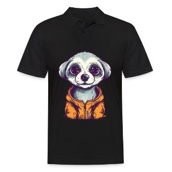Süßer Anime -Stil Meerkat Kawaii - Männer Poloshirt - Schwarz - Vorne - Kai (181cm)