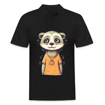 Süßer Anime -Stil Meerkat Kawaii - Männer Poloshirt - Schwarz - Vorne - Kai (181cm)