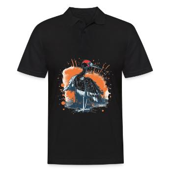 Süßer Anime -Stil Red Crowned Crane Kawaii - Männer Poloshirt - Schwarz - Vorne - Kai (181cm)