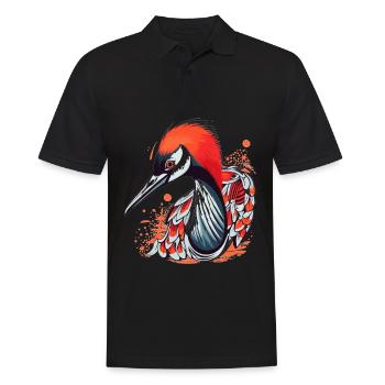 Süßer Anime -Stil Red Crowned Crane Kawaii - Männer Poloshirt - Schwarz - Vorne - Kai (181cm)
