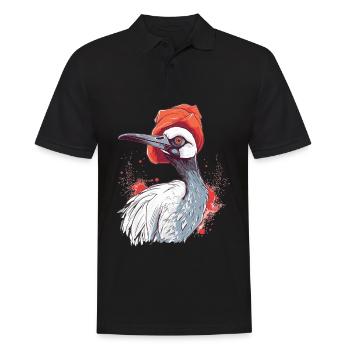 Süßer Anime -Stil Red Crowned Crane Kawaii - Männer Poloshirt - Schwarz - Vorne - Kai (181cm)