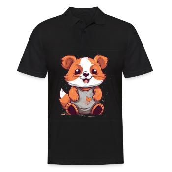 Süßer Anime -Stil Red Panda Kawaii - Männer Poloshirt - Schwarz - Vorne - Kai (181cm)