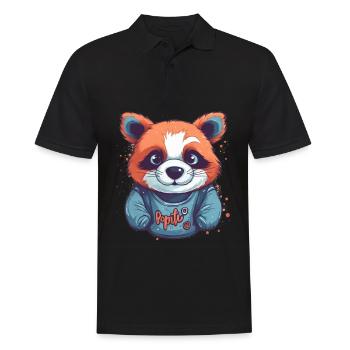 Süßer Anime -Stil Red Panda Kawaii - Männer Poloshirt - Schwarz - Vorne - Kai (181cm)